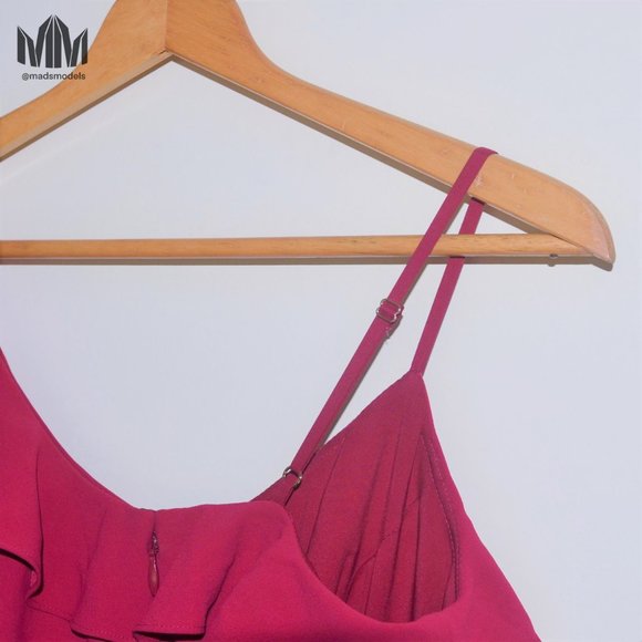 Marciano | Fuschia Asymmetric Mesh Corset Jumpsuit - Picture 6 of 10